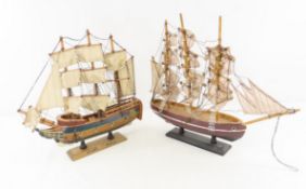 2 Wooden Ship Models