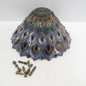 Tiffany Style Peacock Lamp Shade & Finials