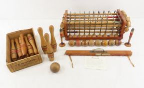 French Miniature Croquet Set & 10 Pins Game