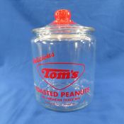 Vintage Tom's Toasted Peanuts Glass Jar