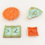 4 Red Wing MCM Orange & Green Ashtrays