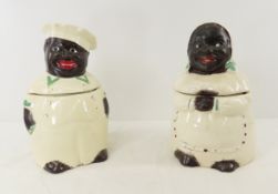 1920s Cold Painted Mammy And Chef Cookie Jars