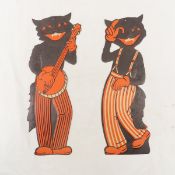 2 Vintage M.E. Luhrs Halloween Cat Decorations