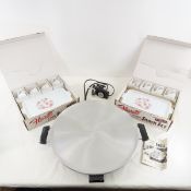 2 Anchorglass Fleurette Snack Sets & Lefse Griddle