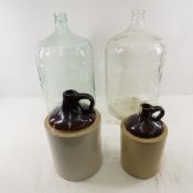 2 large water jugs & 2 stoneware jugs