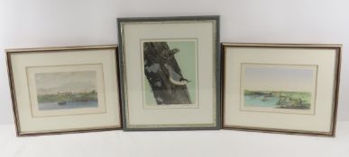 3 Framed Artworks, Color Etching By M.R.Bebb 1959