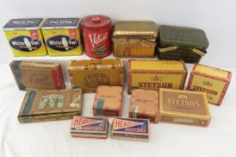Cigar boxes, tobacco tins, matches and more