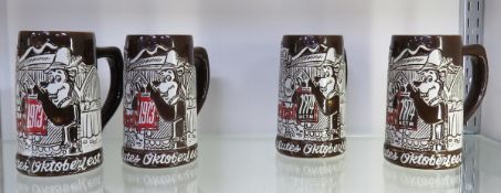 2 1973 and 2 1974 Hamm's Oktoberfest Steins