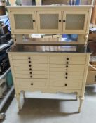 Vintage Enameled Medical Lighted Cabinet