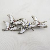 Erik Magnussen of Denmark Sterling Geese Brooch