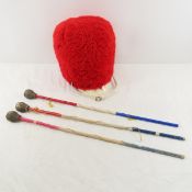 Vintage Marching Band Hat & 3 Wood batons