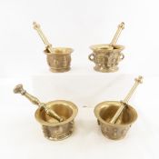 4 Spanish Brass Mortar & Pestle Sets