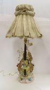 Italian Capodimonte Porcelain Cherub Violin Lamp