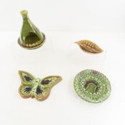 4 Red Wing MCM Green & Brown Ashtrays