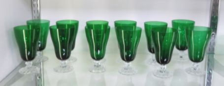 12 Fostoria Green Colonial Dame Iced Tea Glasses