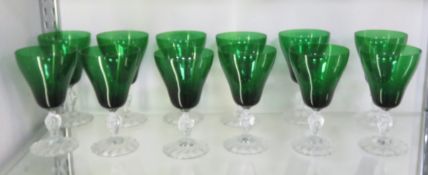 12 Fostoria Green Colonial Dame Water Glasses