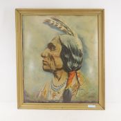 Blackhawk Beer Chief Blackhawk Litho on Board