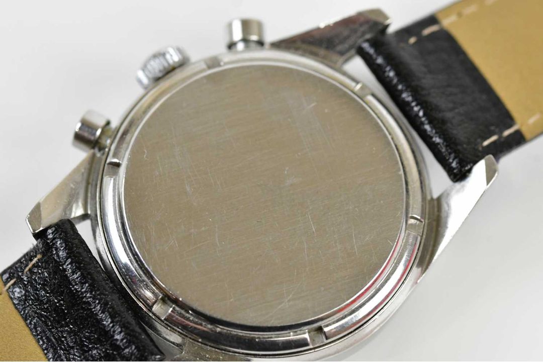 HEUER; a rare vintage gentleman's stainless steel Carrera chronograph wristwatch, the black dial set - Image 5 of 12
