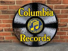 Original Columbia Records Circular Hanging Enamel Sign