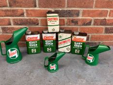 Five Castrol Oil Cans and Three oil Pourers (8)