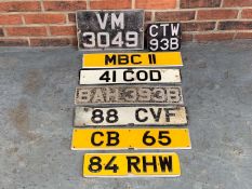 Eight Aluminium Classic Car Number Plates
