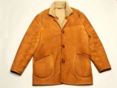 RM WILLIAMS, a men's, tan sheepskin button up coat, size 3XL