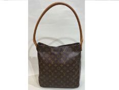 LOUIS VUITTON, Looping, tan stitched leather and monogrammed shoulder bag