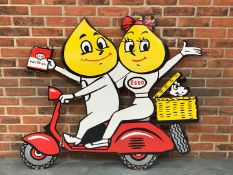 Large Mr and Mrs Drip On A Scooter Enamel Sign