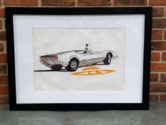 Original Framed Albert McNea Concept Cougar Car 92 x 69cm