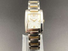 EBEL, “Brasilia”, stainless steel and gilt, quartz wristwatch. E1976M22, A178941.