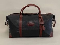 MULBERRY, a Scotchgrain leather, black & tan, weekend holdall
