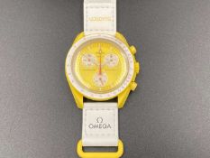 SWATCH, Moonswatch, “Mission to the Sun”, bioceramic, two button quartz chronograph watch,