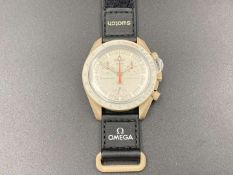 SWATCH, Moonswatch, “Mission to Jupiter”, &nbsp;bioceramic, two button quartz chronograph watch,