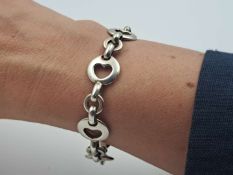 TIFFANY & CO, 925, sterling silver “Stencil Heart” chain link bracelet