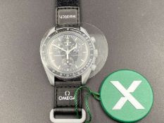 SWATCH, Moonswatch, “Mission to the Moon”, &nbsp;bioceramic, two button quartz chronograph watch,