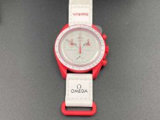 SWATCH, Moonswatch, “Mission to Mars”, &nbsp;bioceramic, two button quartz chronograph watch,