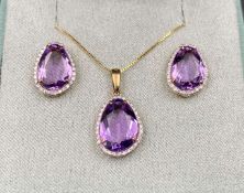 ELEMENTS, a Sapphire & Diamond, 9ct gold earring and pendent suite