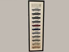MERCEDES-BENZ, a framed late 1950's/ early 1960's paint colour chart&nbsp;