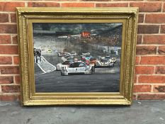 Framed Oil On Board Of 24 Hour Le Man Race