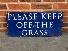 Please Keep Off The Grass Enamel Sign