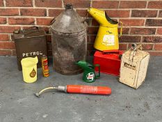 Mixed Lot of Petrol Cans Oil Pourers Etc