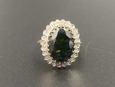 A large Sapphire & Diamond 9ct gold ring