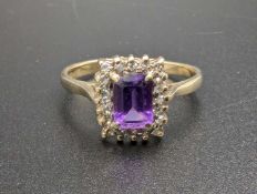Amethyst & Diamond 9ct gold ring