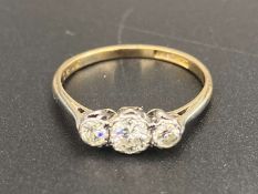 Brilliant Cut three stone Diamond 18ct gold ring