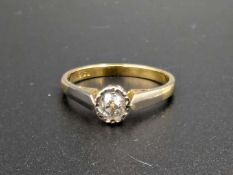 Old Brilliant Cut Solitaire Diamond, 18ct gold ring