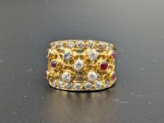 Ruby & Paste set 18ct gold ring