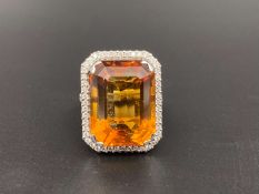 Citrine & Diamond 18ct white gold ring