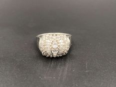 Platinum and Diamond cluster 18ct white gold ring