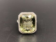 Beryl & Diamond 18ct white gold ring