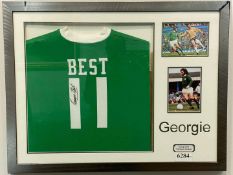GEORGE BEST signed and framed Northern Ireland Shirt